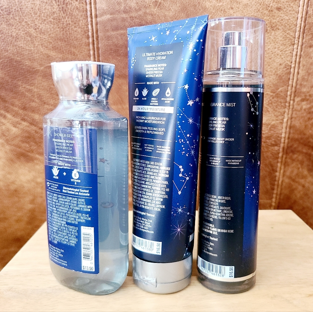 πBOGO 50% OFFππ§΄πNWTβΌοΈ Bath & Body Works "Sapphire Moon" 3-piece Collection - Picture 3 of 10